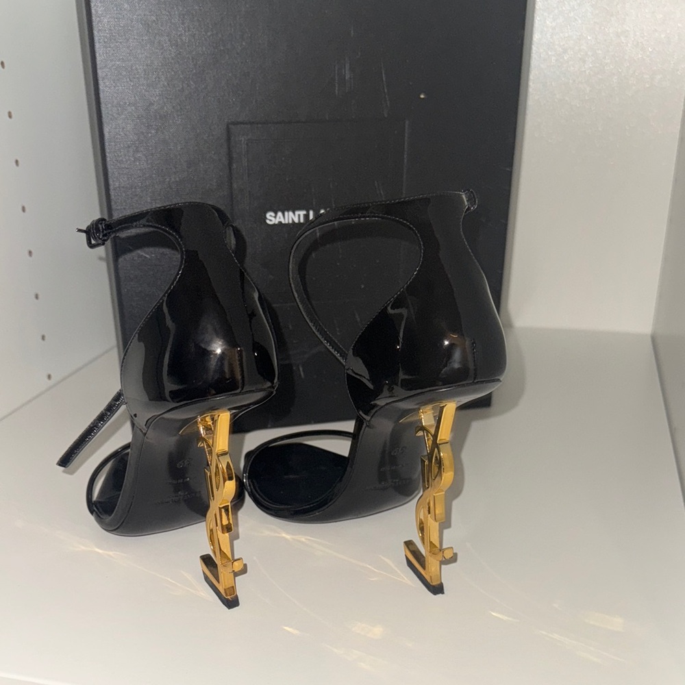Saint Laurent Black and Gold Women's Heels - Picture 3 of 9